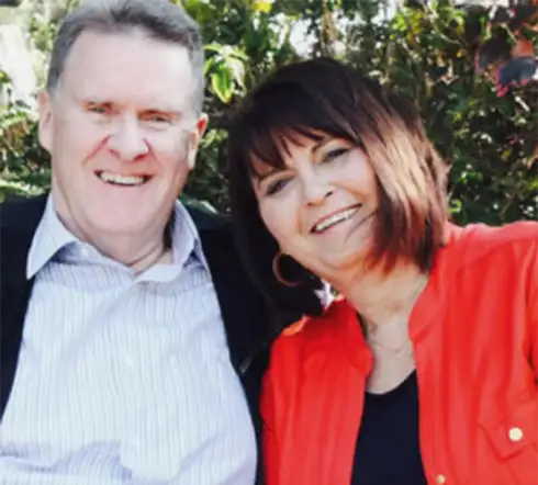 Joshua James and Cuagat Mayyam, New Life Church missionaries, smiling outdoors